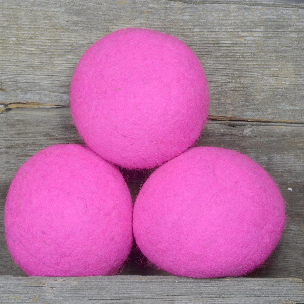hot pink wool dryer balls